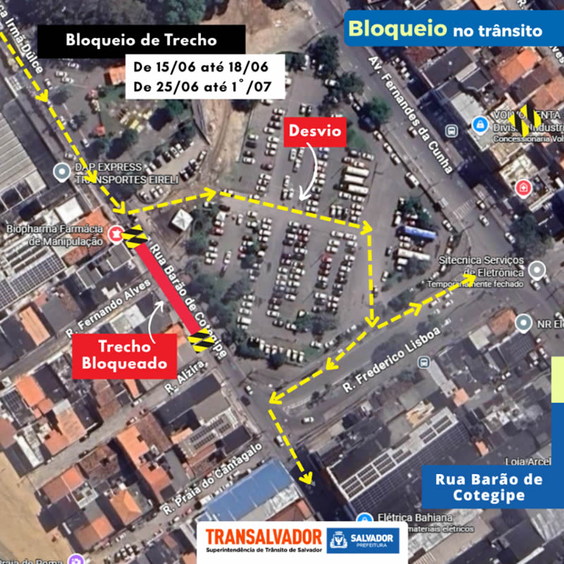Trecho da Rua Barão de Cotegipe será interditado temporariamente para obra de drenagem